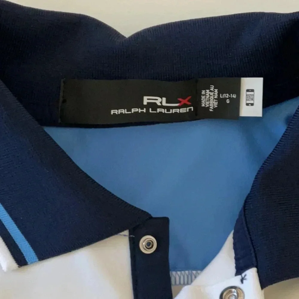 Ralph Lauren RLX Color Blocked Knee-Length Buttoned Polo Dress Size: L (12-14) - Picture 2 of 14